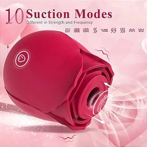 Vibrador Sucção Formato Rosa 10 Funções Recarregável + Excitante - 7288