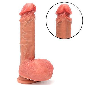 Protese Realística Super Macia com Escroto e Ventosa 20,5x4 cm - 9373