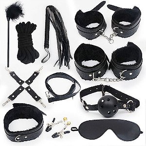 Kit Sado Erótico com 11 Produtos Bandage Preto - 8307P