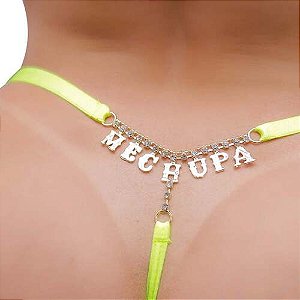 Tanga Fio Dental Amarelo Neon Me Chupa - 28852