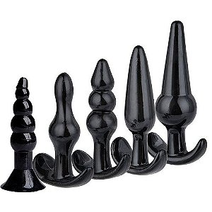 Kit Com 5 Plugs Anais Em Silicone Preto - 8392