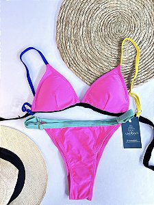Biquíni Aviação Tecido UV - Rosa Neon