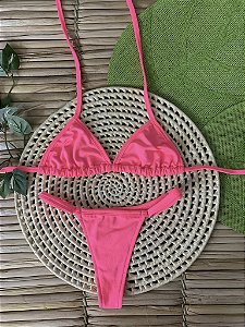 Biquíni de Fita Cortininha - Rosa Neon