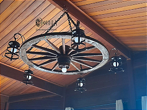 Lustre Rústico Roda Carroça  Antiga Original