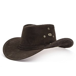 Chapéu Unissex Estilo Americano em Couro Legitimo Café