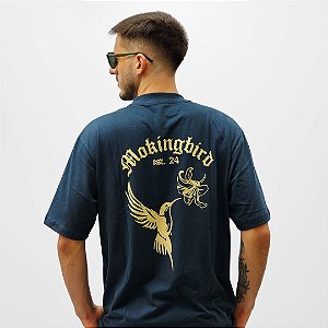 Camiseta Oversized Mockingbird Azul Petróleo