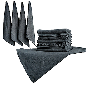 KIT COM 12 PANOS DE PRATO PRETO ARTESANATO -PANO GOURMET 70x50CM - COR: PRETO LISO
