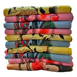 KIT COM 10 PANOS DE PRATO COLORIDO ESTAMPADO - 44X68CM - 100% ALGODÃO
