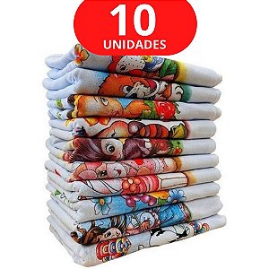KIT COM 10 PANOS DE PRATO BRANCO ESTAMPADO - 44 X 68 CM - 100% ALGODÃO - 9 TRAMAS