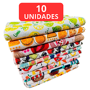 KIT COM 10 PANOS ATOALHADO FELPUDO - 40 X 60 CM - 100% ALGODÃO