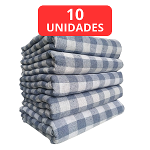 KIT COM 10 PANOS DE CHÃO DUPLO XADREZ - 44X68 CM - 100% ALGODÃO - SACARIA PÉ DE GALINHA