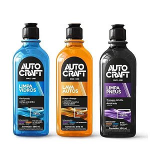 KIT LAVAGEM AUTOMOTIVA LAVA AUTO LIMPA PNEU VIDRO AUTOCRAFT