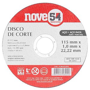 Kit Com 50 Disco De Corte Pq 115x1,00x22,2mm - Nove54