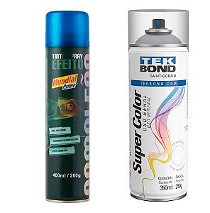 Kit Tinta Spray Camaleao Azul 400ml + Verniz Spray