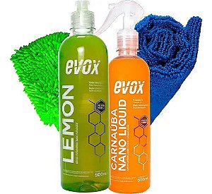 Kit Lavagem Carro Shampoo Lemon Carnauba Nano Evox