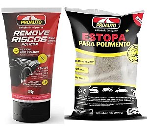 Elimina Riscos Automotivo Tira Riscos 150g Proauto + Estopa