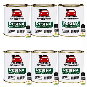 Kit Com 6 Resina Adesivo Para Laminação + Cat 900ml Atacado