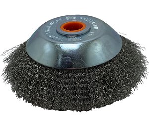Escova Rotativa Aço Frisado Para Roçadeiras 150mm Furo Univ