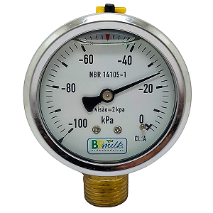 Vacuômetro Glicerinado  Para Ordenhadeira 63mm 1/2 Brmilk 0 a 100 Kpa