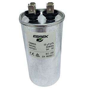 Capacitor CBB65 55uF 440V 60Hz Essek Alta Durabilidade