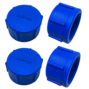 KIT 4 Un TAMPAO PLASTICO TRANSFERIDOR SULINOX C/ ROSCA 1 AZUL