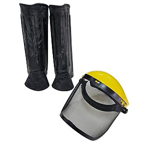 Kit Perneiras+Máscara Protetor Facial Roçadeiras Motosserras