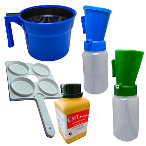 Kit Teste Mastite Solução CMT Caneca Fundo Preto Raquete Copo Desinfetar Úbere Vaca Ordenha