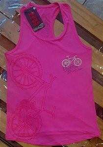 NADADOR BABY LOOK DRY FIT BIKE LATERAL ROSA FLUOR