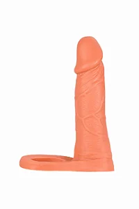 Anel companheiro - dupla penetração 15 x3,5cm aprox - Dominatrix - pardo 2026