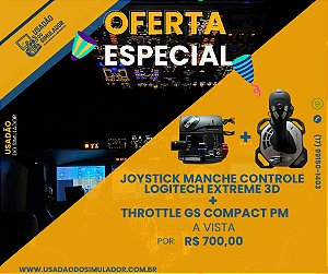 Kit Throttle GS Compact PM e o Joystick Manche Controle Logitech Extreme 3D Pro