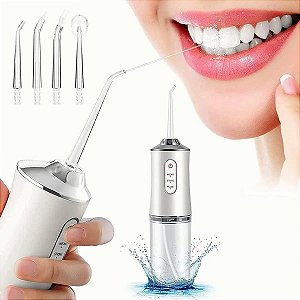 Irrigador Oral Fio Dental Jato D'Água Power Dentes Boca Jet Clean - Recarregável USB 220ml Promoção Limpeza Bocal