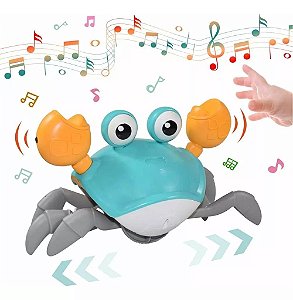 Caranguejo Musical Fujão Brinquedo Interativo que Desvia dos Obstáculos via Sensor Educativo Infantil Divertido