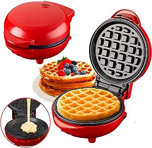 Máquina De Waffles Elétrica 110V Antiaderente Compacta - Mini Máquina de Waffles e Panquecas