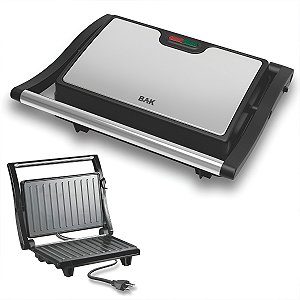 Mini Grill Elétrico de Inox Grelha Antiaderente Cozinha