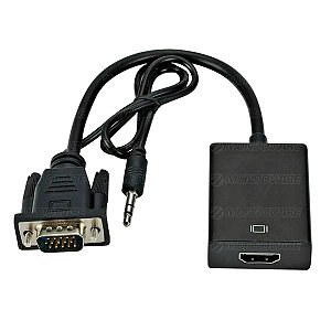 Cabo Conversor VGA para HDMI com Áudio e Vídeo 1080p Alimentação por USB Exbom CC-VHA30