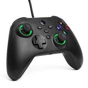 Controle Joystick Com Fio Xbox One Series X S Analógico Vibratório USB Led Green Entrada P2 Vídeo Game Computador Pc Not