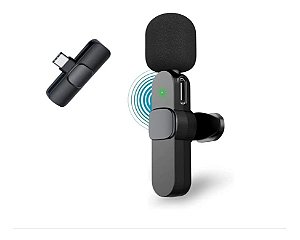 Microfone Lapela Wireless Sem Fio Compativel Android Usb C Type C