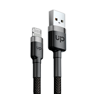 Cabo Lightning/USB - UP Electronics, Carregamento Rápido, Acabamento Premium e Transferência de Dados – Preto