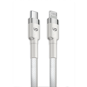 Cabo Lightning/USB-C - UP Electronics, Carregamento Rápido, Acabamento Premium e Transferência de Dados – Branco