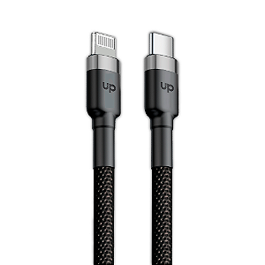 Cabo Lightning/USB-C - UP Electronics, Carregamento Rápido, Acabamento Premium e Transferência de Dados – Preto