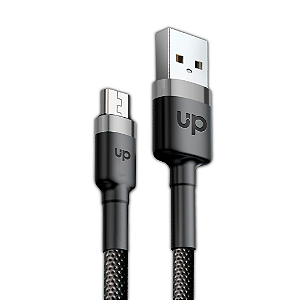 Cabo Micro USB/USB - UP Electronics, Carregamento Rápido, Acabamento Premium e Transferência de Dados - Preto