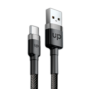 Cabo USB-C/USB - UP Electronics, Carregamento Rápido, Acabamento Premium e Transferência de Dados – Preto