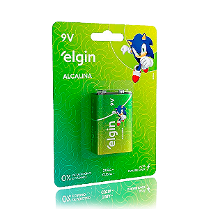 Bateria Alcalina Elgin 9V blister com 1 unidade Pilha