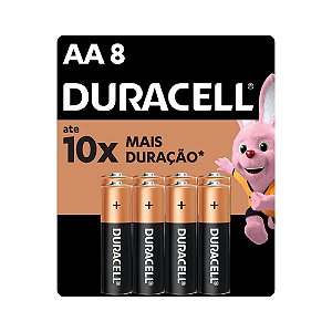 Pilha Alcalina AA Pequena DURACELL Com 8 Unidades