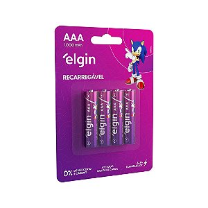Pilha recarregável AAA 1000mAh Elgin com 4 unidades Palito
