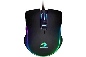 InfoKit Mouse Gamer USB Anatômico com Led Flow Effect Ajuste de DPI Sensor Óptico 6400DPIs Botões Laterais GM-V550, Pret