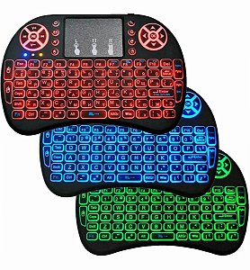 Mini Teclado Sem fio Iluminado Touch 3 Cores Led Tv box, Ps4, xbox,