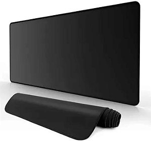 Mouse Pad Extra Grande 700x350x3mm Gamer Base Antiderrapante e Bordas Costuradas Preto Sem Estampa Exbom MP7035C