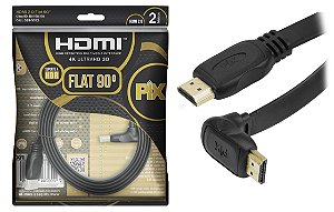 PIX Cabo Hdmi 2.0 90 Graus 4K Hdr 19P 2M Pix Flat Gold, Preto
