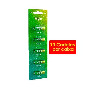 Kit 10 Blisters de Baterias Alcalina A27 Elgin com 5 Unidades 12V Pilha